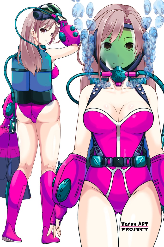 カレンちゃん+マリーンのダイビング装備 Karen Original Color 【タイタニックミステリー-蒼の戦慄-04】正面アングル Karen is wearing Marine's Diving Equipment【Titanic Mystery: The Blue Tremor04】Front Angle