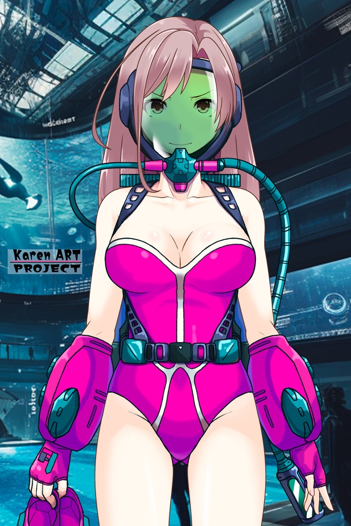 カレンちゃん+マリーンのダイビング装備 Karen Original Color 【タイタニックミステリー-蒼の戦慄-04】正面アングル Karen is wearing Marine's Diving Equipment【Titanic Mystery: The Blue Tremor04】Front Angle