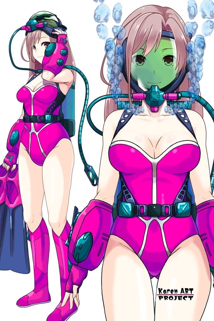 カレンちゃん+マリーンのダイビング装備 Karen Original Color 【タイタニックミステリー-蒼の戦慄-04】正面アングル Karen is wearing Marine's Diving Equipment【Titanic Mystery: The Blue Tremor04】Front Angle