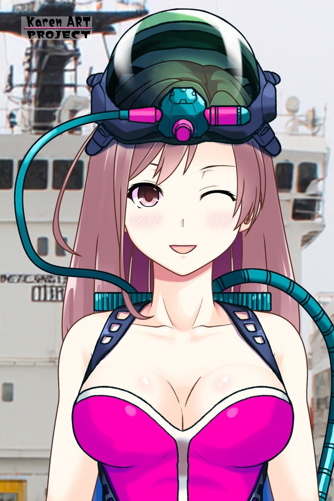 カレンちゃん+マリーンのダイビング装備 Karen Original Color 【タイタニックミステリー-蒼の戦慄-04】正面アングル Karen is wearing Marine's Diving Equipment【Titanic Mystery: The Blue Tremor04】Front Angle