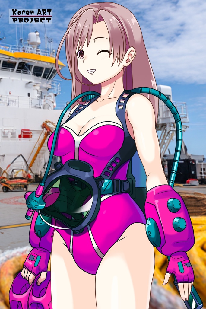 カレンちゃん+マリーンのダイビング装備 Karen Original Color【タイタニックミステリー-蒼の戦慄-05】斜め前アングル Karen is wearing Marine's Diving Equipment【Titanic Mystery: The Blue Tremor05】Diagonal front angle