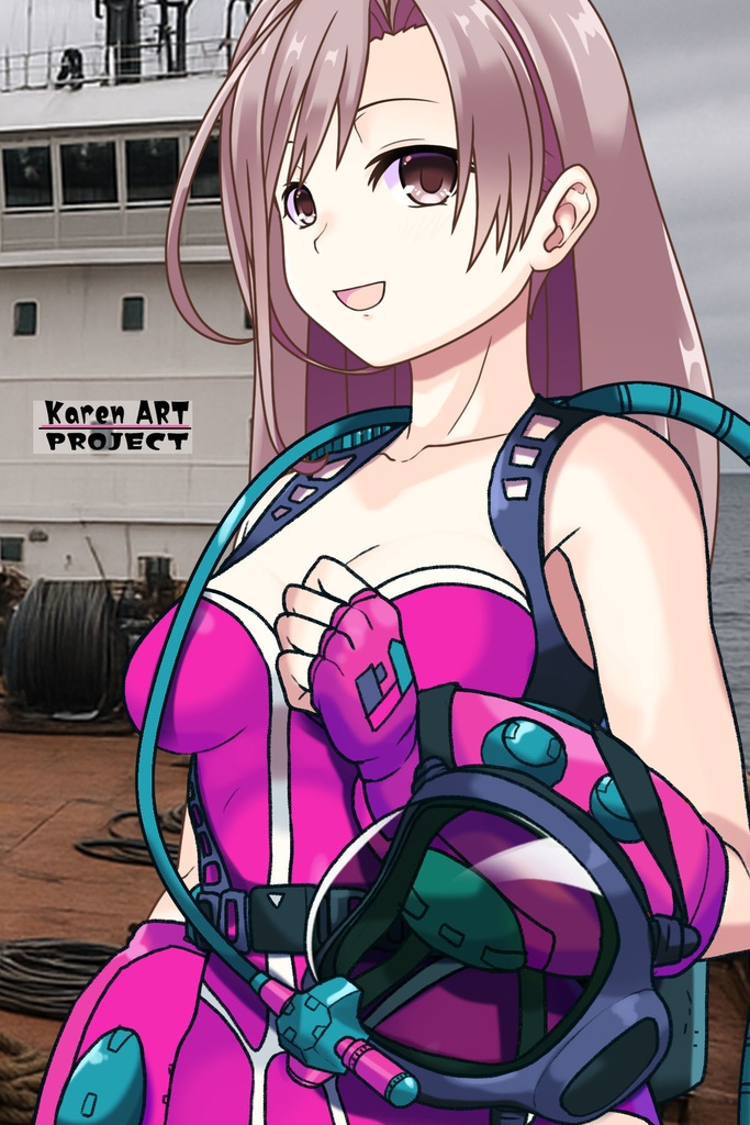 カレンちゃん+マリーンのダイビング装備 Karen Original Color【タイタニックミステリー-蒼の戦慄-05】斜め前アングル Karen is wearing Marine's Diving Equipment【Titanic Mystery: The Blue Tremor05】Diagonal front angle