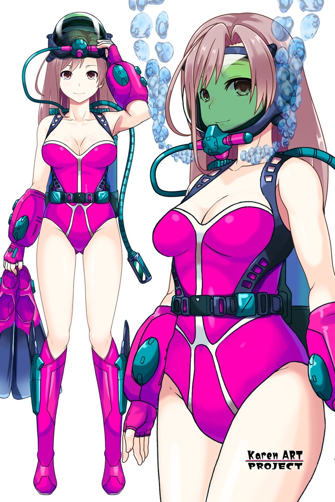 カレンちゃん+マリーンのダイビング装備 Karen Original Color【タイタニックミステリー-蒼の戦慄-05】斜め前アングル Karen is wearing Marine's Diving Equipment【Titanic Mystery: The Blue Tremor05】Diagonal front angle