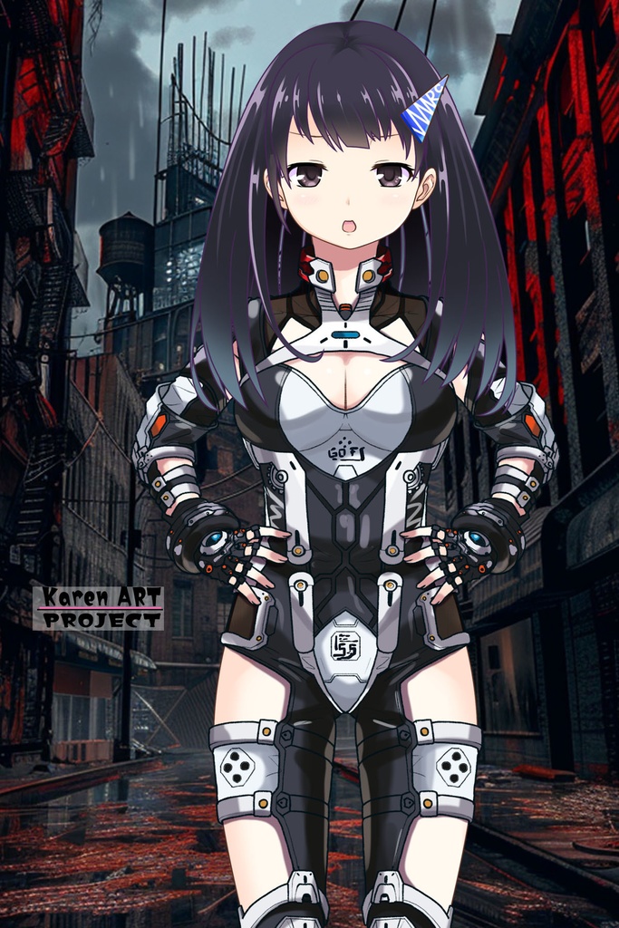 ゆりちゃん+クリスの強化アーマースーツ 【アイアンガール01】正面アングル Yuri is wearing Chris's Powered Armor Suit【Iron Girl01】Front Angle