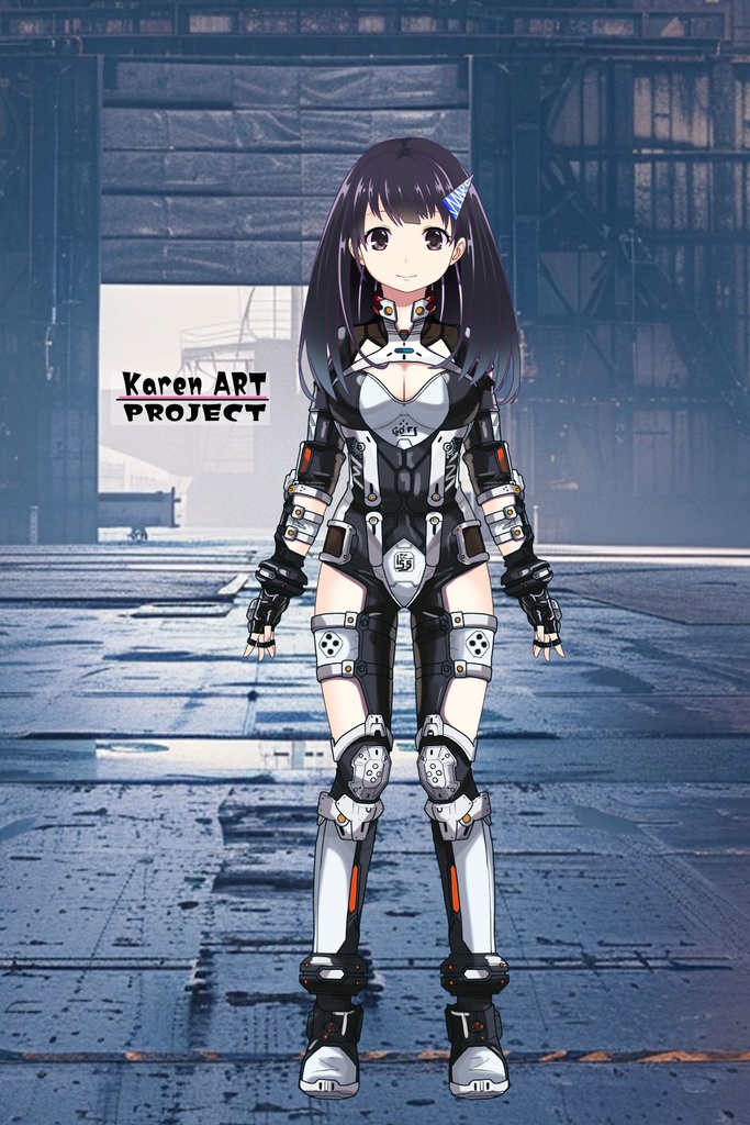 ゆりちゃん+クリスの強化アーマースーツ 【アイアンガール01】正面アングル Yuri is wearing Chris's Powered Armor Suit【Iron Girl01】Front Angle