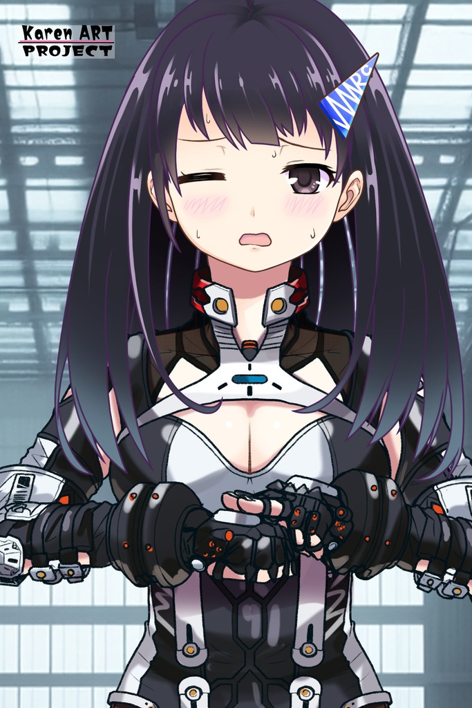 ゆりちゃん+クリスの強化アーマースーツ 【アイアンガール01】正面アングル Yuri is wearing Chris's Powered Armor Suit【Iron Girl01】Front Angle