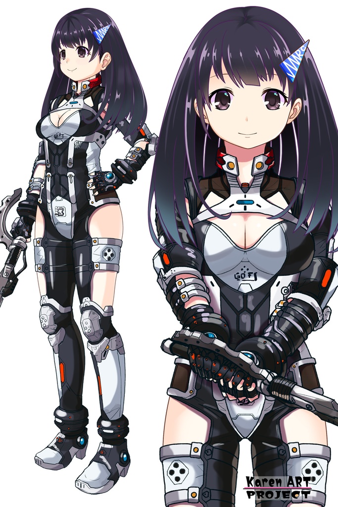 ゆりちゃん+クリスの強化アーマースーツ 【アイアンガール01】正面アングル Yuri is wearing Chris's Powered Armor Suit【Iron Girl01】Front Angle