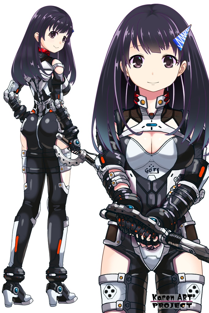 ゆりちゃん+クリスの強化アーマースーツ 【アイアンガール01】正面アングル Yuri is wearing Chris's Powered Armor Suit【Iron Girl01】Front Angle
