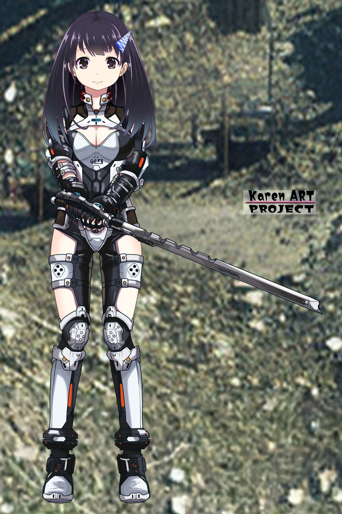 ゆりちゃん+クリスの強化アーマースーツ 【アイアンガール01】正面アングル Yuri is wearing Chris's Powered Armor Suit【Iron Girl01】Front Angle