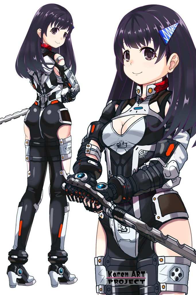 ゆりちゃん+クリスの強化アーマースーツ【アイアンガール02】斜め前アングル Yuri is wearing Chris's Powered Armor Suit【Iron Girl02】Diagonal front angle