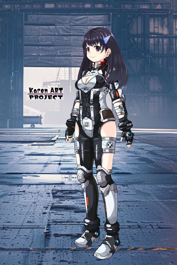 ゆりちゃん+クリスの強化アーマースーツ【アイアンガール02】斜め前アングル Yuri is wearing Chris's Powered Armor Suit【Iron Girl02】Diagonal front angle