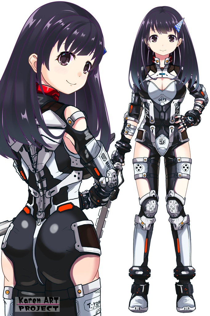 ゆりちゃん+クリスの強化アーマースーツ【アイアンガール03】背面アングル Yuri is wearing Chris's Powered Armor Suit【Iron Girl03】Back Angle