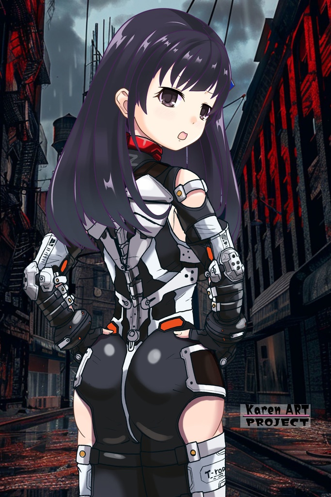ゆりちゃん+クリスの強化アーマースーツ【アイアンガール03】背面アングル Yuri is wearing Chris's Powered Armor Suit【Iron Girl03】Back Angle