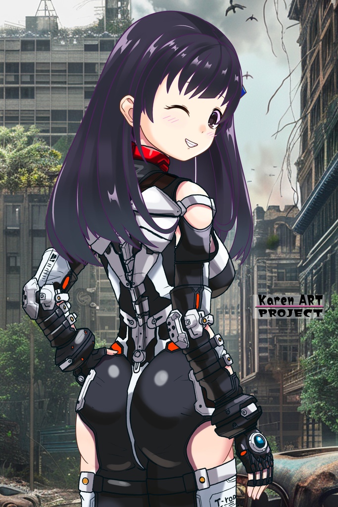 ゆりちゃん+クリスの強化アーマースーツ【アイアンガール03】背面アングル Yuri is wearing Chris's Powered Armor Suit【Iron Girl03】Back Angle