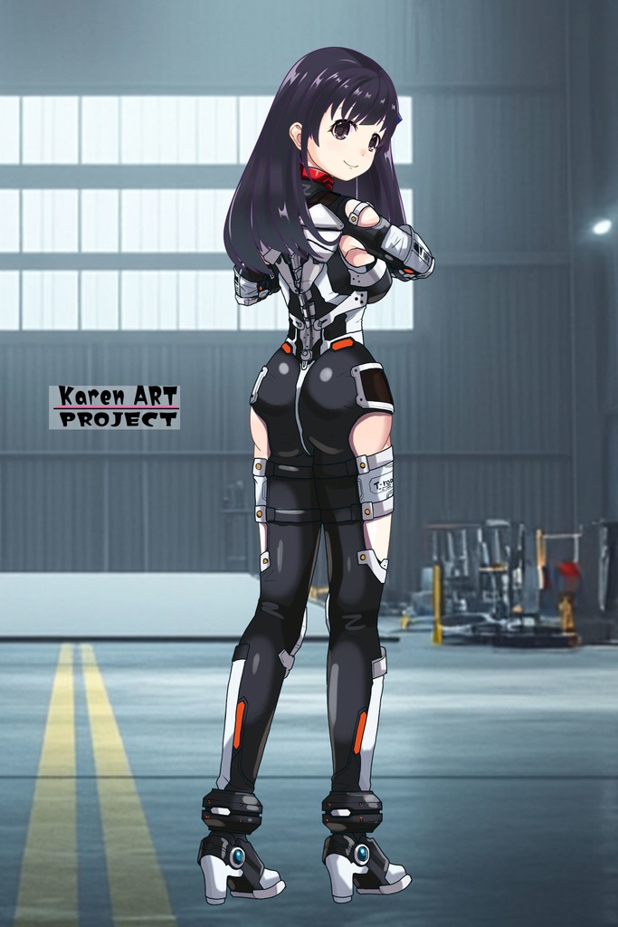 ゆりちゃん+クリスの強化アーマースーツ【アイアンガール03】背面アングル Yuri is wearing Chris's Powered Armor Suit【Iron Girl03】Back Angle