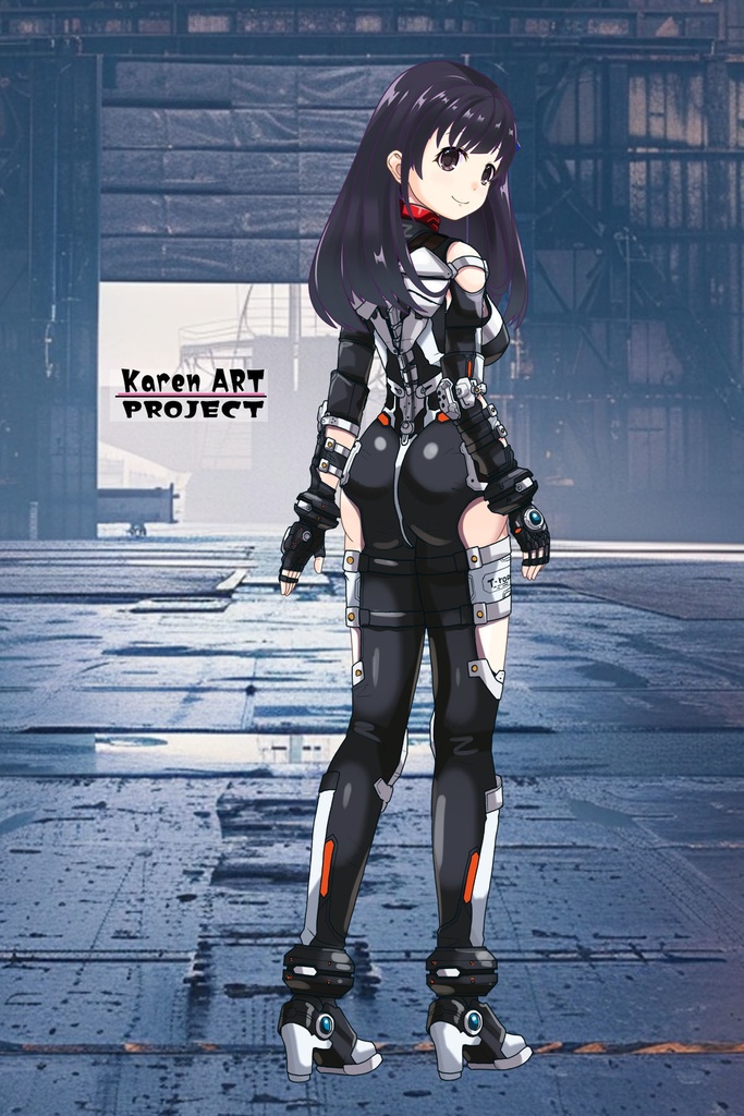 ゆりちゃん+クリスの強化アーマースーツ【アイアンガール03】背面アングル Yuri is wearing Chris's Powered Armor Suit【Iron Girl03】Back Angle