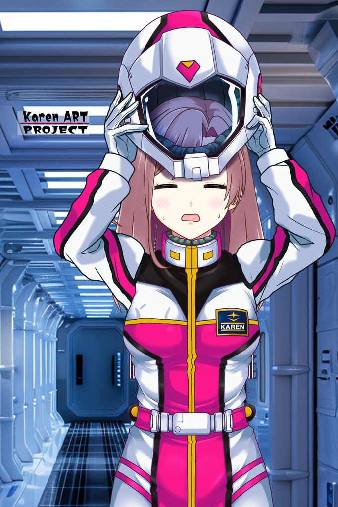 カレンちゃん+連邦軍のノーマルスーツ Karen Original Color Ver.2【機動戦士ガンダム01】正面アングル Karen is wearing Normal Suit Karen Original Color Ver.2【Mobile Suit Gundam01】Front Angle