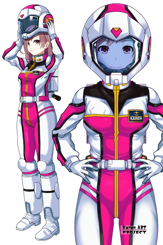 カレンちゃん+連邦軍のノーマルスーツ Karen Original Color Ver.2【機動戦士ガンダム01】正面アングル Karen is wearing Normal Suit Karen Original Color Ver.2【Mobile Suit Gundam01】Front Angle