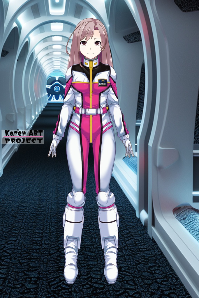 カレンちゃん+連邦軍のノーマルスーツ Karen Original Color Ver.2【機動戦士ガンダム01】正面アングル Karen is wearing Normal Suit Karen Original Color Ver.2【Mobile Suit Gundam01】Front Angle