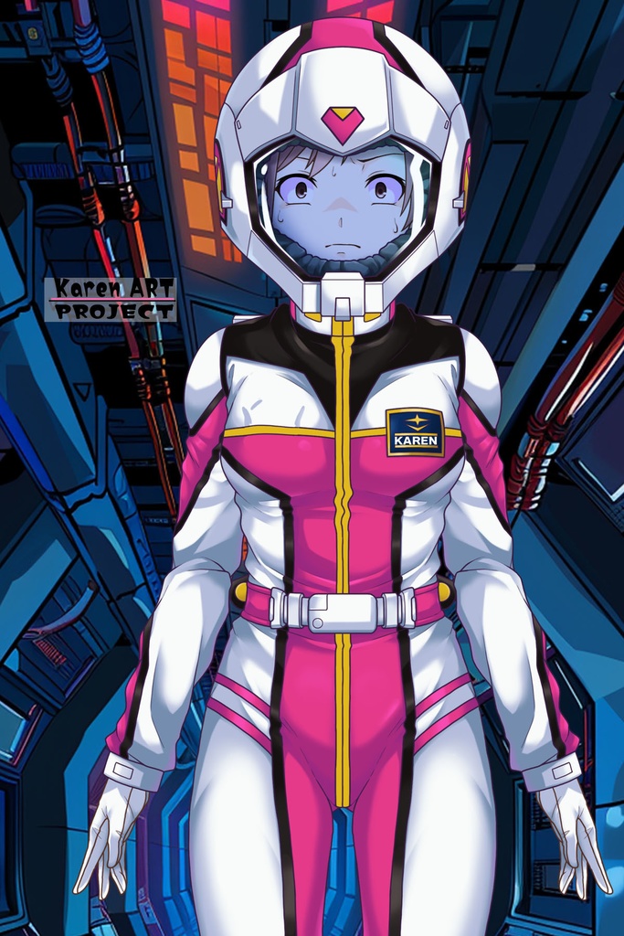 カレンちゃん+連邦軍のノーマルスーツ Karen Original Color Ver.2【機動戦士ガンダム01】正面アングル Karen is wearing Normal Suit Karen Original Color Ver.2【Mobile Suit Gundam01】Front Angle