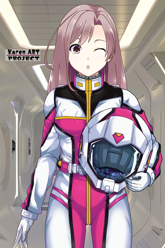 カレンちゃん+連邦軍のノーマルスーツ Karen Original Color Ver.2【機動戦士ガンダム01】正面アングル Karen is wearing Normal Suit Karen Original Color Ver.2【Mobile Suit Gundam01】Front Angle