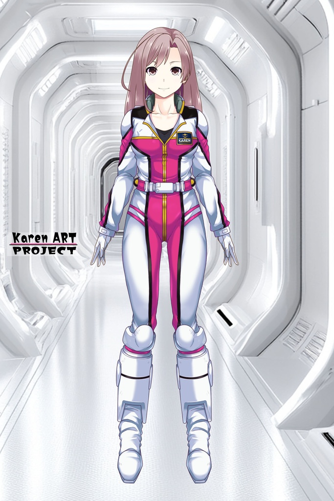 カレンちゃん+連邦軍のノーマルスーツ Karen Original Color Ver.2【機動戦士ガンダム01】正面アングル Karen is wearing Normal Suit Karen Original Color Ver.2【Mobile Suit Gundam01】Front Angle