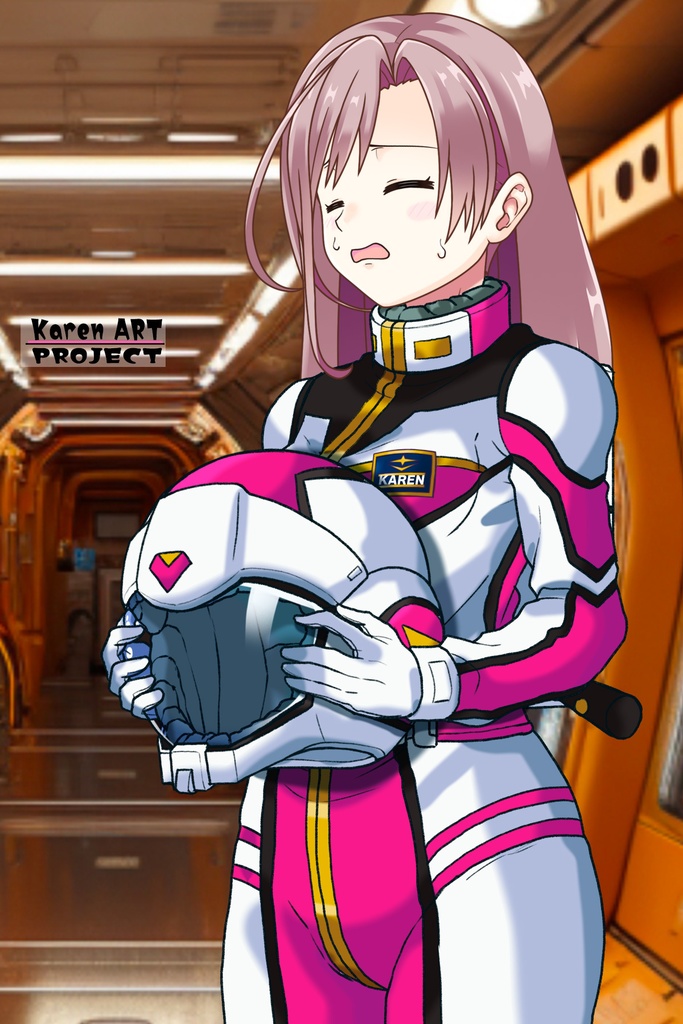 カレンちゃん+連邦軍のノーマルスーツ Karen Original Color【機動戦士ガンダム02】斜め前アングル Karen is wearing Normal Suit Karen Original Color【Mobile Suit Gundam02】Diagonal front angle