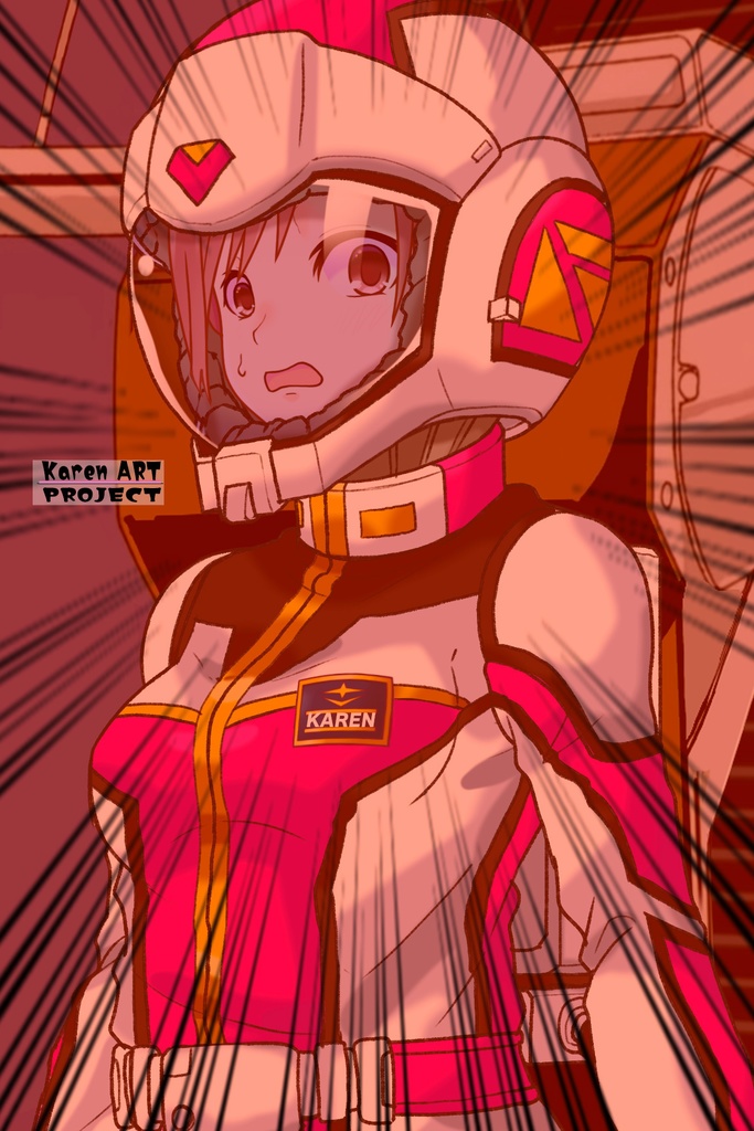 カレンちゃん+連邦軍のノーマルスーツ Karen Original Color【機動戦士ガンダム02】斜め前アングル Karen is wearing Normal Suit Karen Original Color【Mobile Suit Gundam02】Diagonal front angle