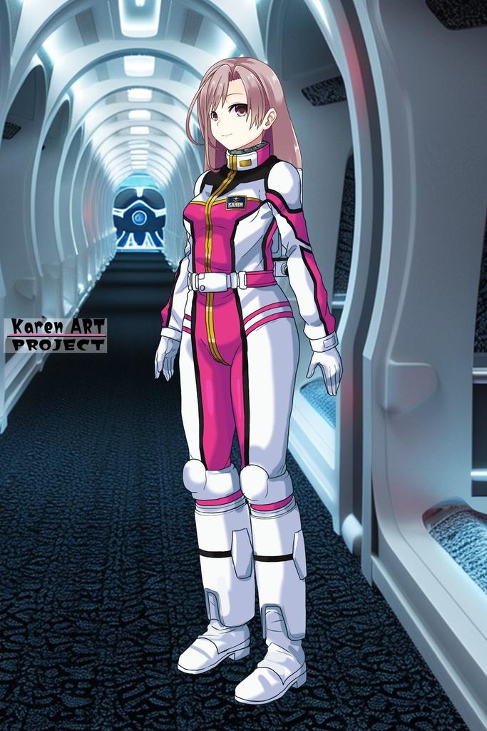 カレンちゃん+連邦軍のノーマルスーツ Karen Original Color【機動戦士ガンダム02】斜め前アングル Karen is wearing Normal Suit Karen Original Color【Mobile Suit Gundam02】Diagonal front angle