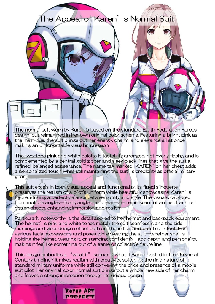 カレンちゃん+連邦軍のノーマルスーツ Karen Original Color【機動戦士ガンダム02】斜め前アングル Karen is wearing Normal Suit Karen Original Color【Mobile Suit Gundam02】Diagonal front angle