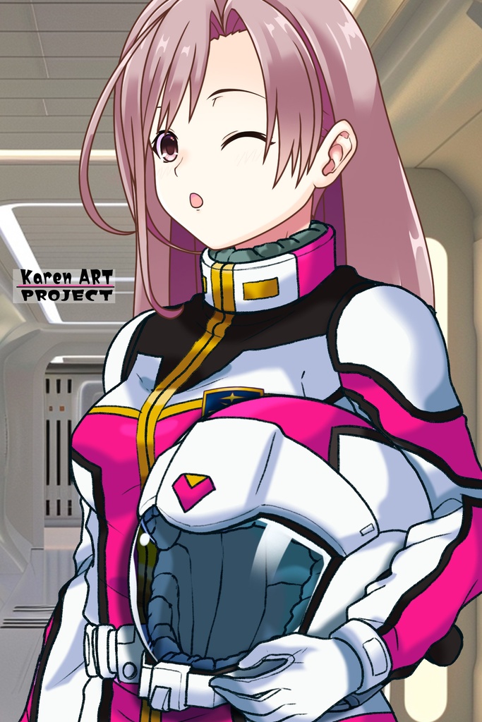 カレンちゃん+連邦軍のノーマルスーツ Karen Original Color【機動戦士ガンダム02】斜め前アングル Karen is wearing Normal Suit Karen Original Color【Mobile Suit Gundam02】Diagonal front angle