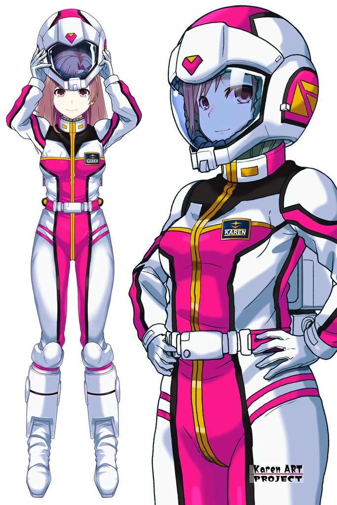 カレンちゃん+連邦軍のノーマルスーツ Karen Original Color【機動戦士ガンダム02】斜め前アングル Karen is wearing Normal Suit Karen Original Color【Mobile Suit Gundam02】Diagonal front angle