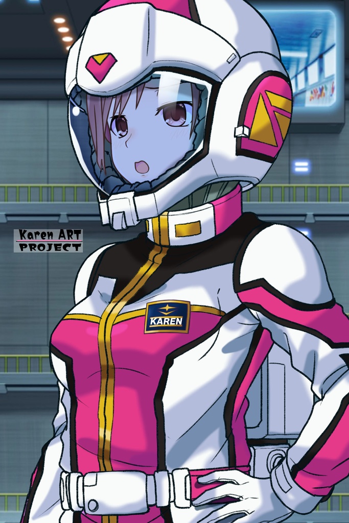 カレンちゃん+連邦軍のノーマルスーツ Karen Original Color【機動戦士ガンダム02】斜め前アングル Karen is wearing Normal Suit Karen Original Color【Mobile Suit Gundam02】Diagonal front angle