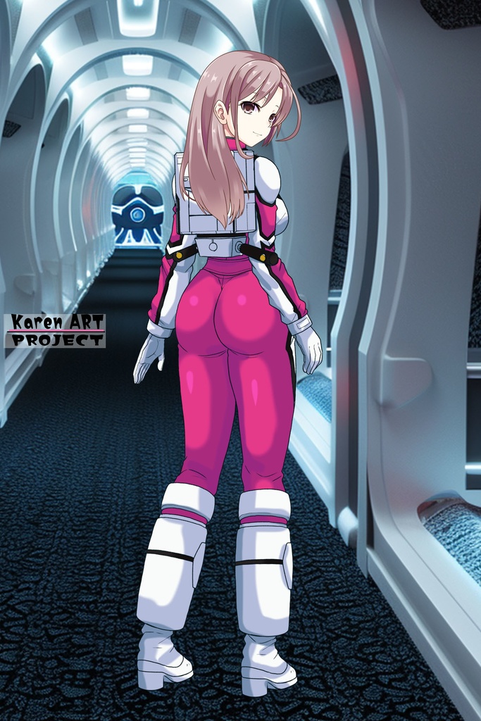 カレンちゃん+連邦軍のノーマルスーツ Karen Original Color【機動戦士ガンダム03】背面アングル Karen is wearing Normal Suit Karen Original Color【Mobile Suit Gundam03】Back Angle