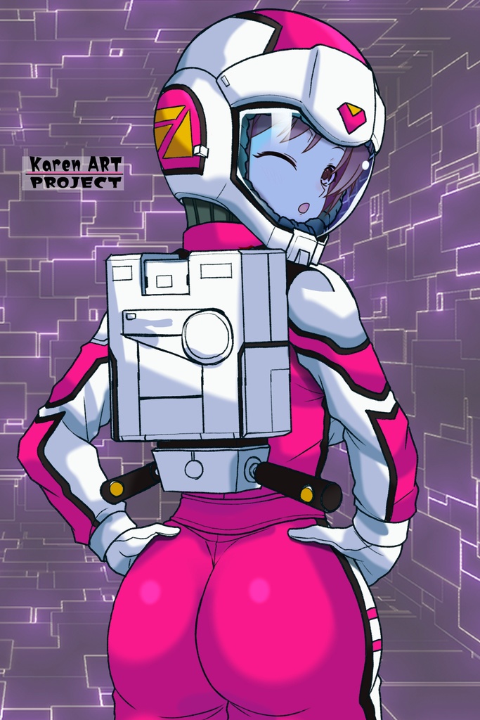 カレンちゃん+連邦軍のノーマルスーツ Karen Original Color【機動戦士ガンダム03】背面アングル Karen is wearing Normal Suit Karen Original Color【Mobile Suit Gundam03】Back Angle