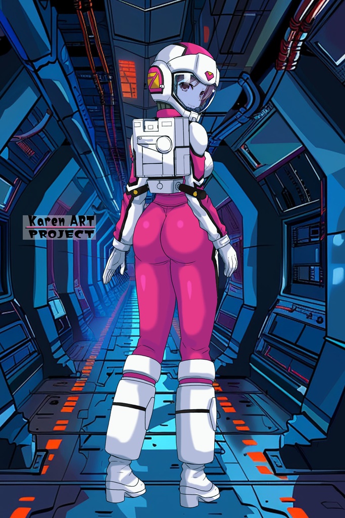 カレンちゃん+連邦軍のノーマルスーツ Karen Original Color【機動戦士ガンダム03】背面アングル Karen is wearing Normal Suit Karen Original Color【Mobile Suit Gundam03】Back Angle