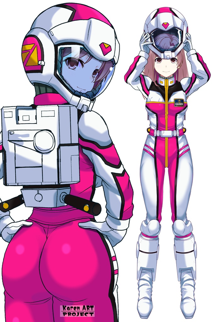 カレンちゃん+連邦軍のノーマルスーツ Karen Original Color【機動戦士ガンダム03】背面アングル Karen is wearing Normal Suit Karen Original Color【Mobile Suit Gundam03】Back Angle