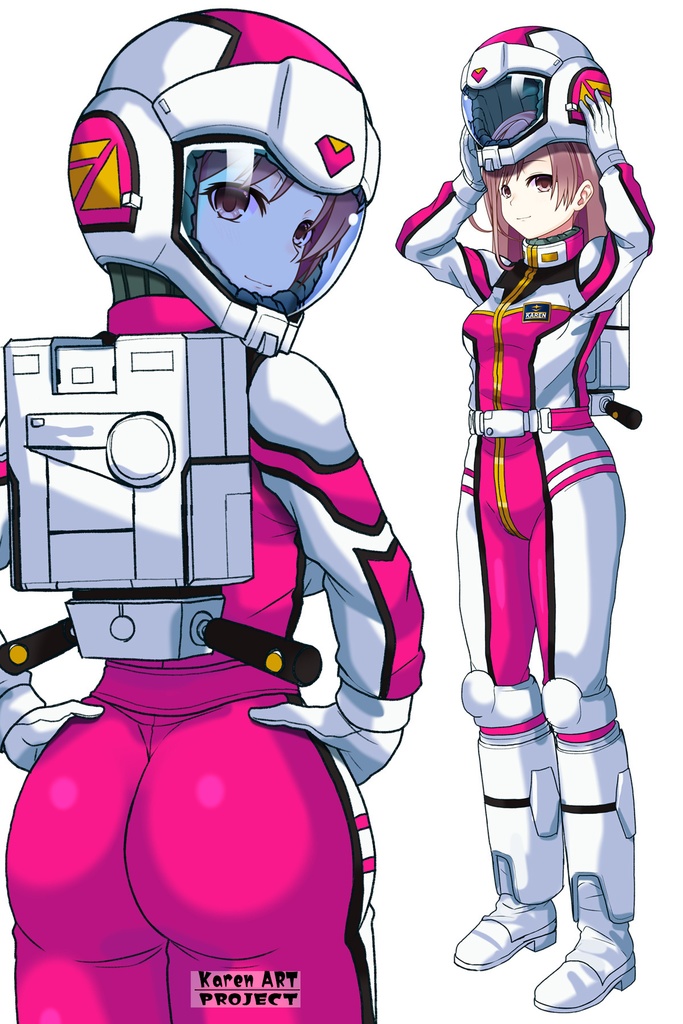 カレンちゃん+連邦軍のノーマルスーツ Karen Original Color【機動戦士ガンダム03】背面アングル Karen is wearing Normal Suit Karen Original Color【Mobile Suit Gundam03】Back Angle