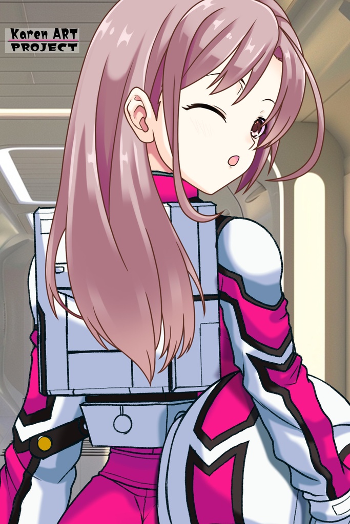 カレンちゃん+連邦軍のノーマルスーツ Karen Original Color【機動戦士ガンダム03】背面アングル Karen is wearing Normal Suit Karen Original Color【Mobile Suit Gundam03】Back Angle