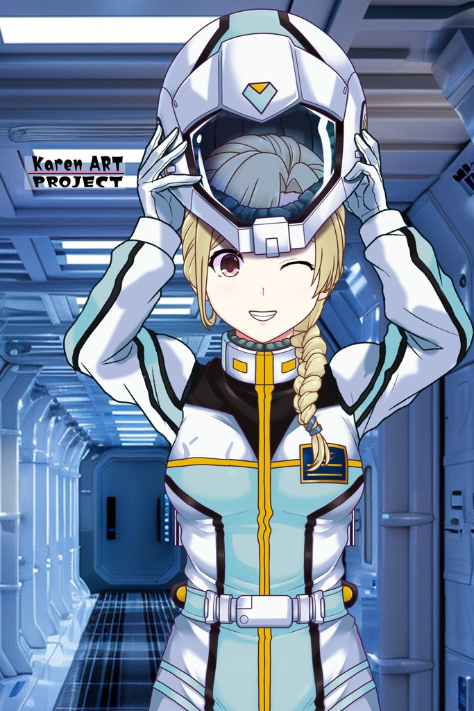 カレンちゃん+クロエ・クローチェのノーマルスーツ Ver.2【機動戦士ガンダム外伝 ミッシングリンク01】正面アングル Karen is wearing Chloe Croce's Normal Suit Ver.2【Mobile Suit Gundam Side Story: Missing Link01】Front Angle