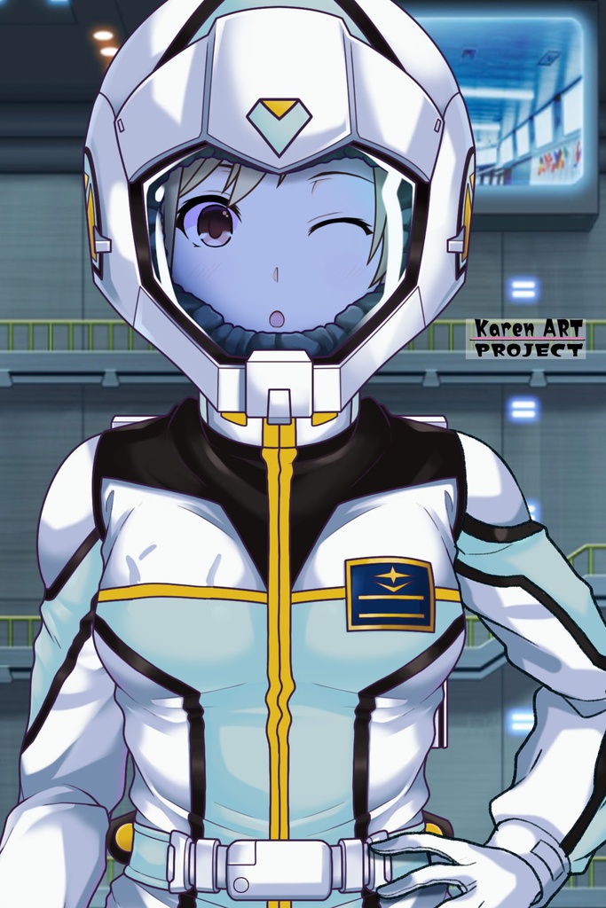 カレンちゃん+クロエ・クローチェのノーマルスーツ Ver.2【機動戦士ガンダム外伝 ミッシングリンク01】正面アングル Karen is wearing Chloe Croce's Normal Suit Ver.2【Mobile Suit Gundam Side Story: Missing Link01】Front Angle