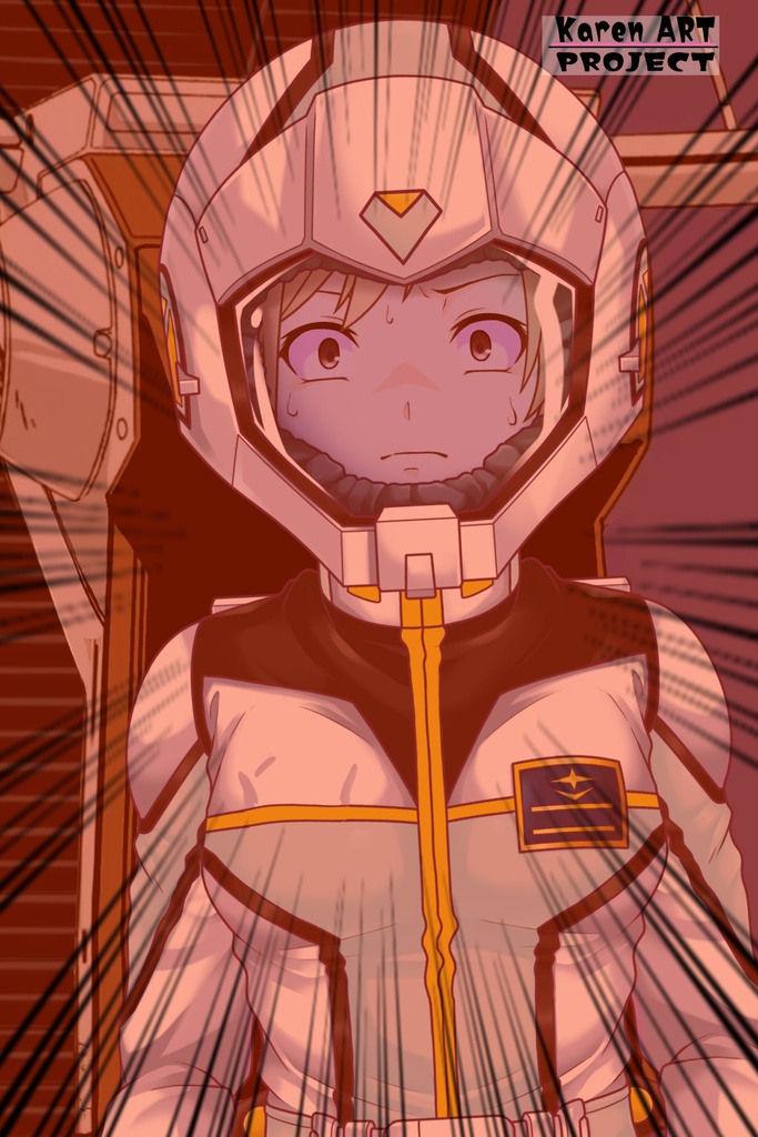 カレンちゃん+クロエ・クローチェのノーマルスーツ Ver.2【機動戦士ガンダム外伝 ミッシングリンク01】正面アングル Karen is wearing Chloe Croce's Normal Suit Ver.2【Mobile Suit Gundam Side Story: Missing Link01】Front Angle