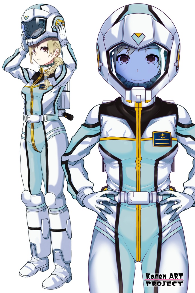 カレンちゃん+クロエ・クローチェのノーマルスーツ Ver.2【機動戦士ガンダム外伝 ミッシングリンク01】正面アングル Karen is wearing Chloe Croce's Normal Suit Ver.2【Mobile Suit Gundam Side Story: Missing Link01】Front Angle