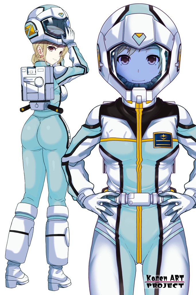 カレンちゃん+クロエ・クローチェのノーマルスーツ Ver.2【機動戦士ガンダム外伝 ミッシングリンク01】正面アングル Karen is wearing Chloe Croce's Normal Suit Ver.2【Mobile Suit Gundam Side Story: Missing Link01】Front Angle