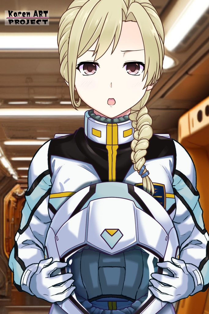 カレンちゃん+クロエ・クローチェのノーマルスーツ Ver.2【機動戦士ガンダム外伝 ミッシングリンク01】正面アングル Karen is wearing Chloe Croce's Normal Suit Ver.2【Mobile Suit Gundam Side Story: Missing Link01】Front Angle