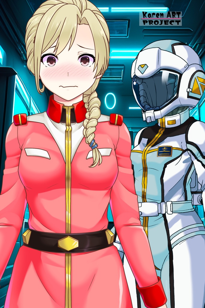 カレンちゃん+クロエ・クローチェのノーマルスーツ【機動戦士ガンダム外伝 ミッシングリンク02】斜め前アングル Karen is wearing Chloe Croce's Normal Suit【Mobile Suit Gundam Side Story: Missing Link02】Diagonal front angle