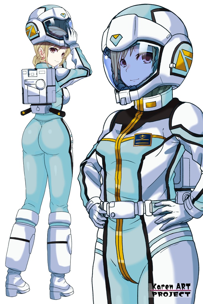 カレンちゃん+クロエ・クローチェのノーマルスーツ【機動戦士ガンダム外伝 ミッシングリンク02】斜め前アングル Karen is wearing Chloe Croce's Normal Suit【Mobile Suit Gundam Side Story: Missing Link02】Diagonal front angle