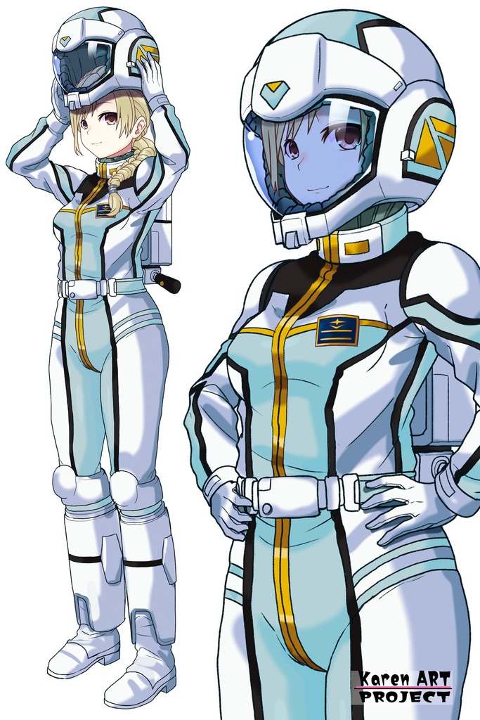 カレンちゃん+クロエ・クローチェのノーマルスーツ【機動戦士ガンダム外伝 ミッシングリンク02】斜め前アングル Karen is wearing Chloe Croce's Normal Suit【Mobile Suit Gundam Side Story: Missing Link02】Diagonal front angle