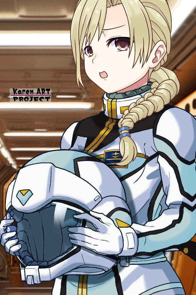 カレンちゃん+クロエ・クローチェのノーマルスーツ【機動戦士ガンダム外伝 ミッシングリンク02】斜め前アングル Karen is wearing Chloe Croce's Normal Suit【Mobile Suit Gundam Side Story: Missing Link02】Diagonal front angle