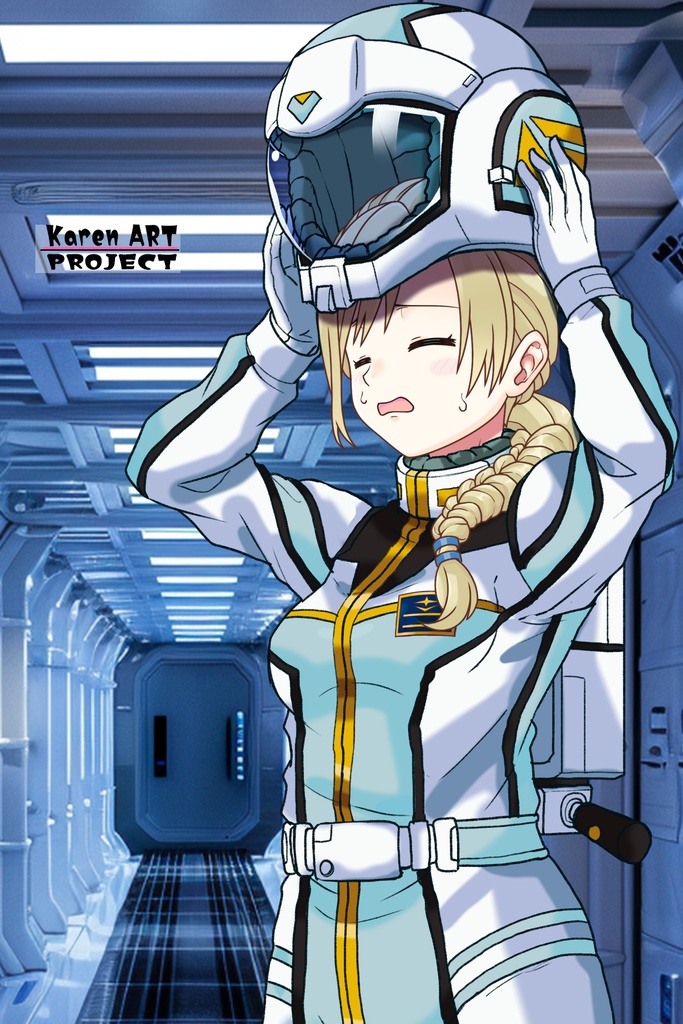 カレンちゃん+クロエ・クローチェのノーマルスーツ【機動戦士ガンダム外伝 ミッシングリンク02】斜め前アングル Karen is wearing Chloe Croce's Normal Suit【Mobile Suit Gundam Side Story: Missing Link02】Diagonal front angle